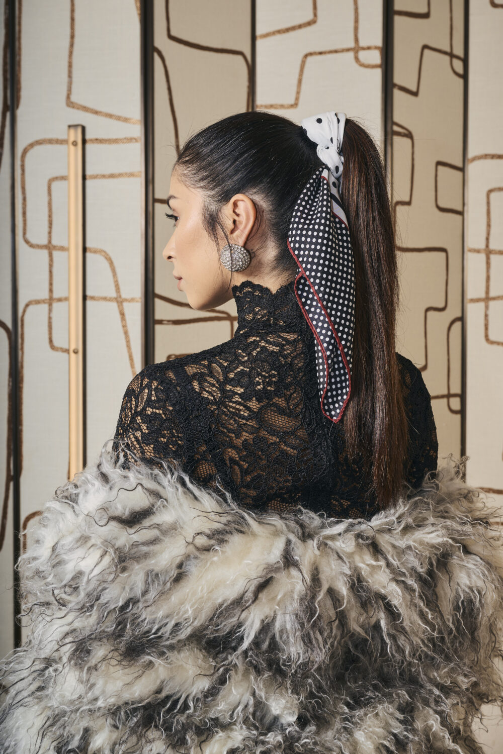 Foulard 100% Seta Pois 70x70 cm - immagine 2