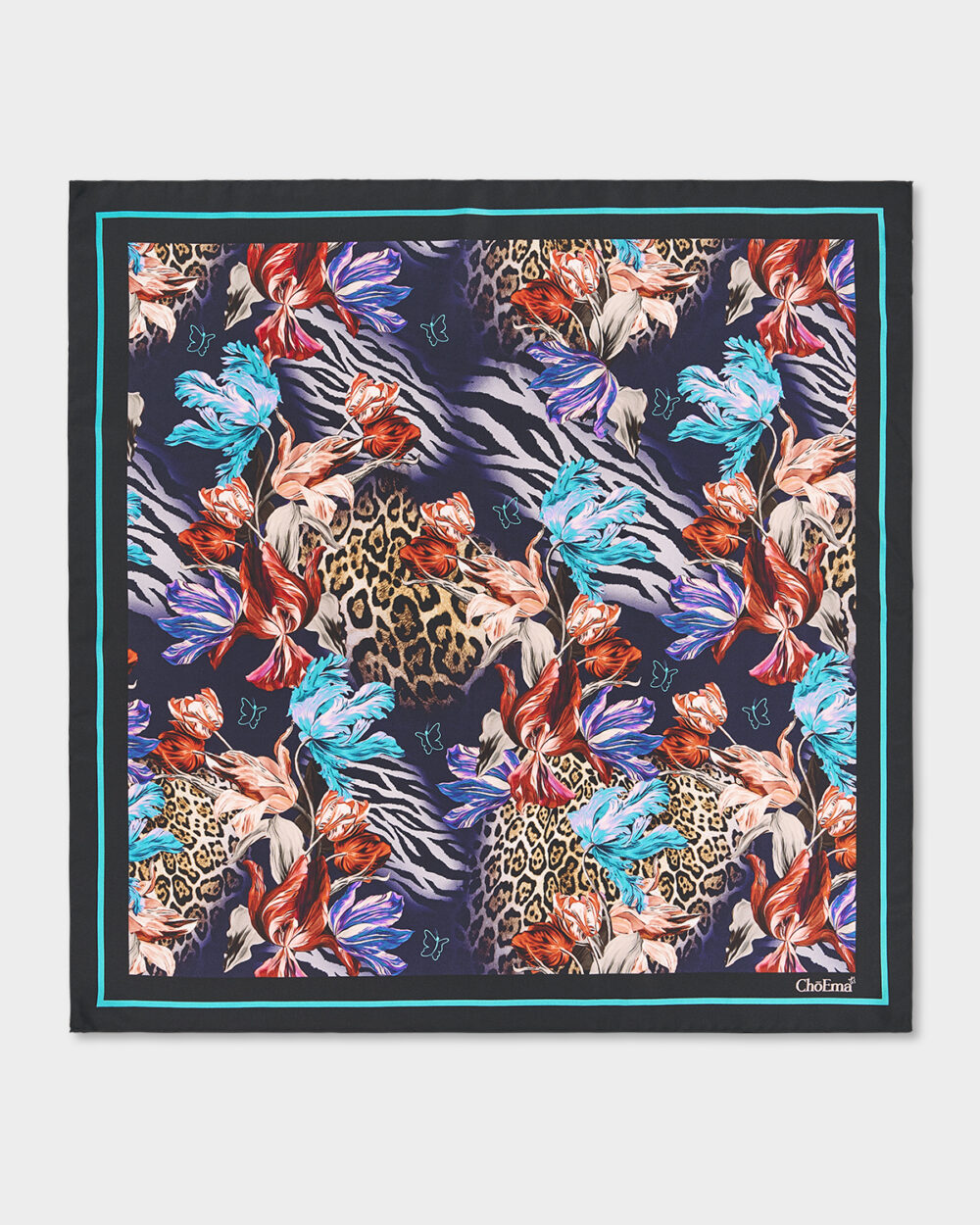 Foulard 100% Seta Leopard 70x70 cm - immagine 4