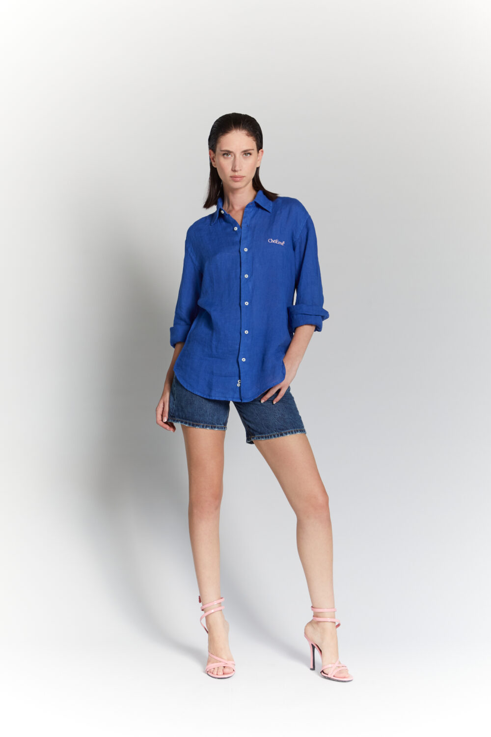 Camicia 100% Lino Blu