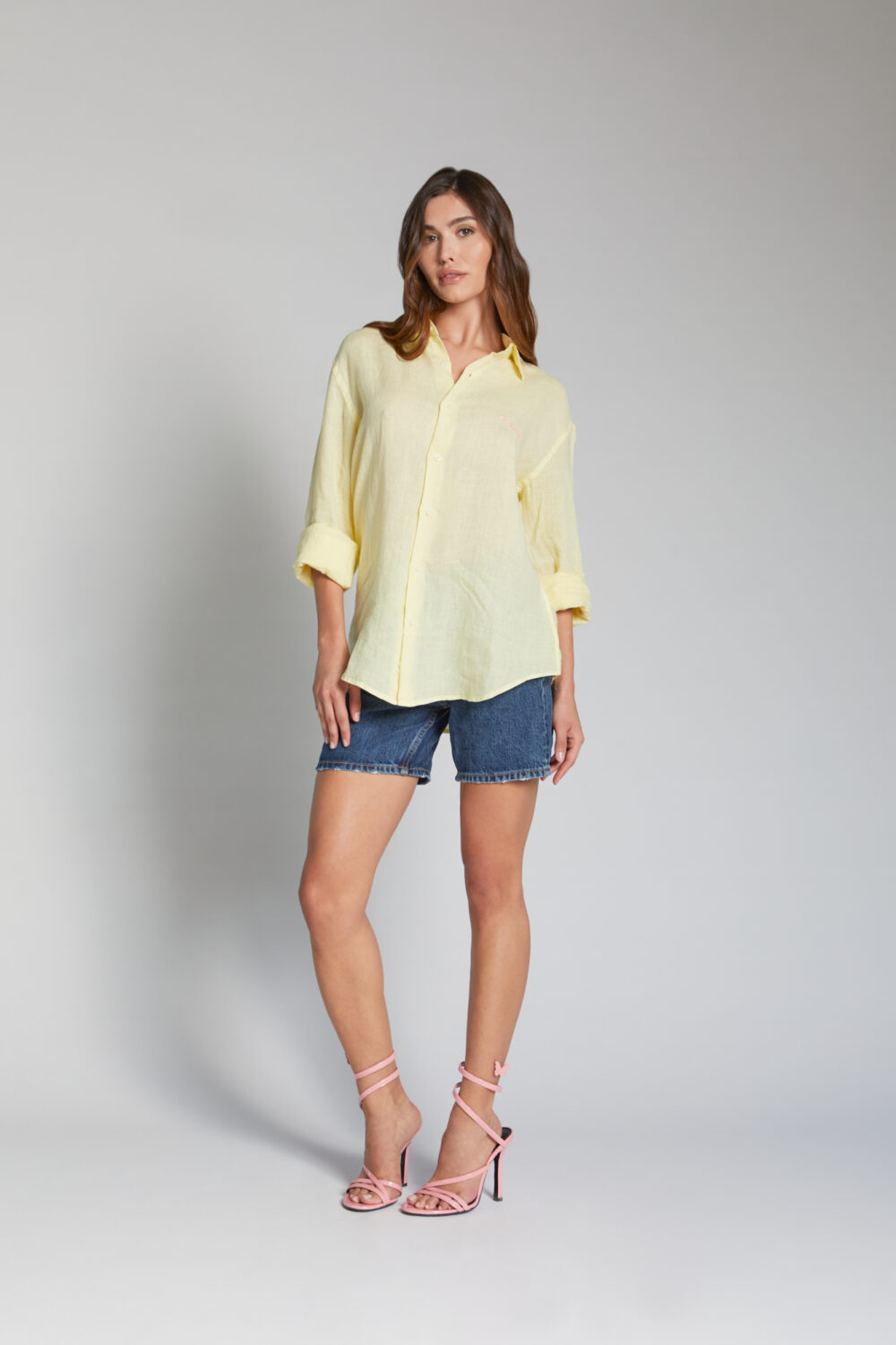 Camicia 100% Lino Gialla