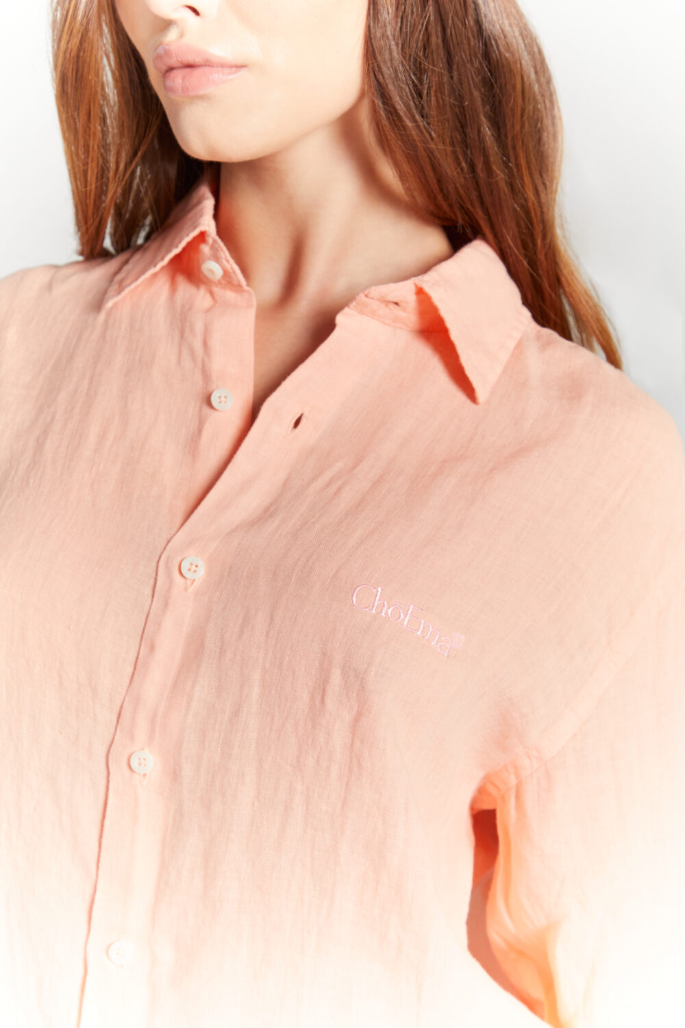 Camicia 100% Lino Arancione - immagine 2