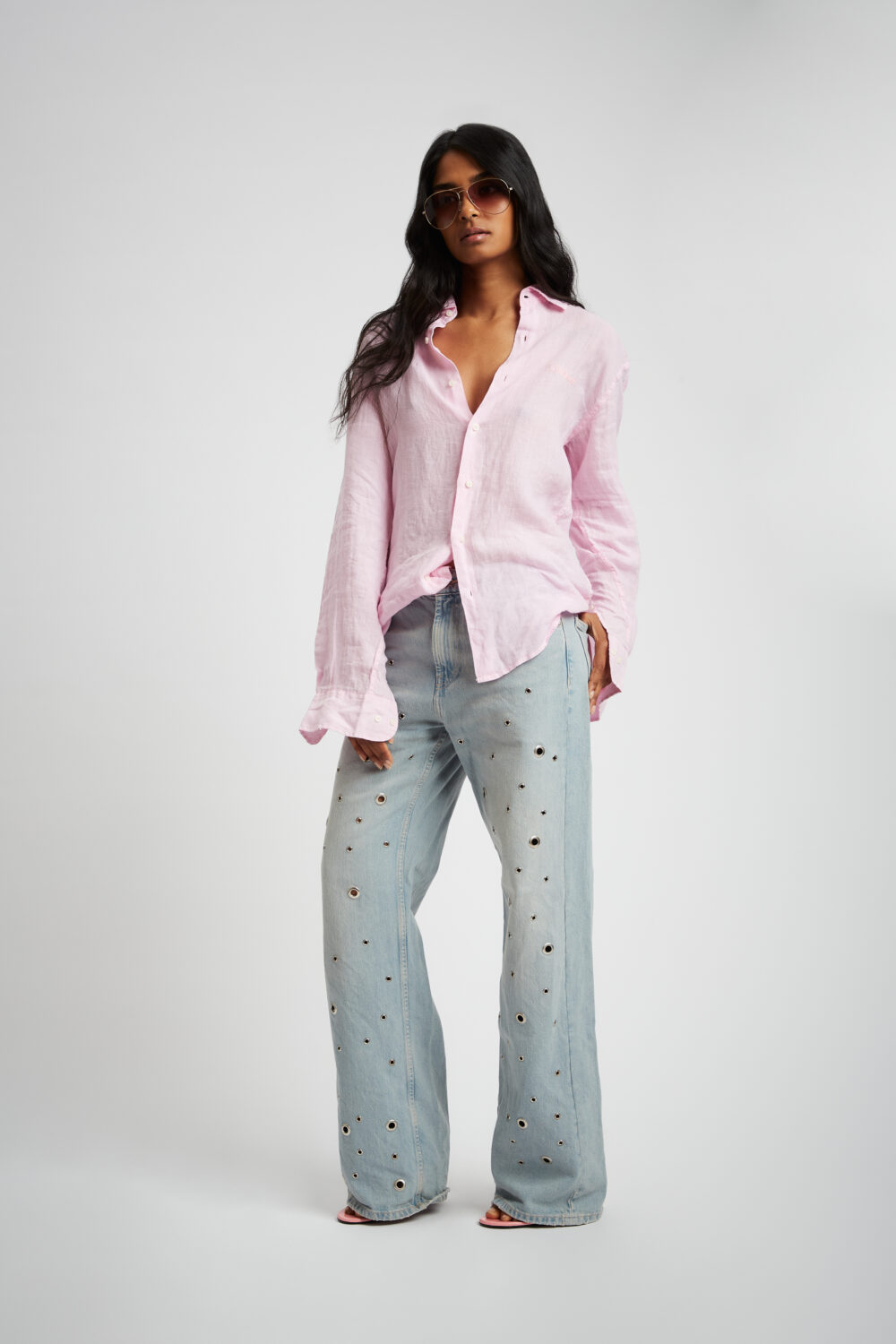 Camicia 100% Lino Rosa - immagine 2