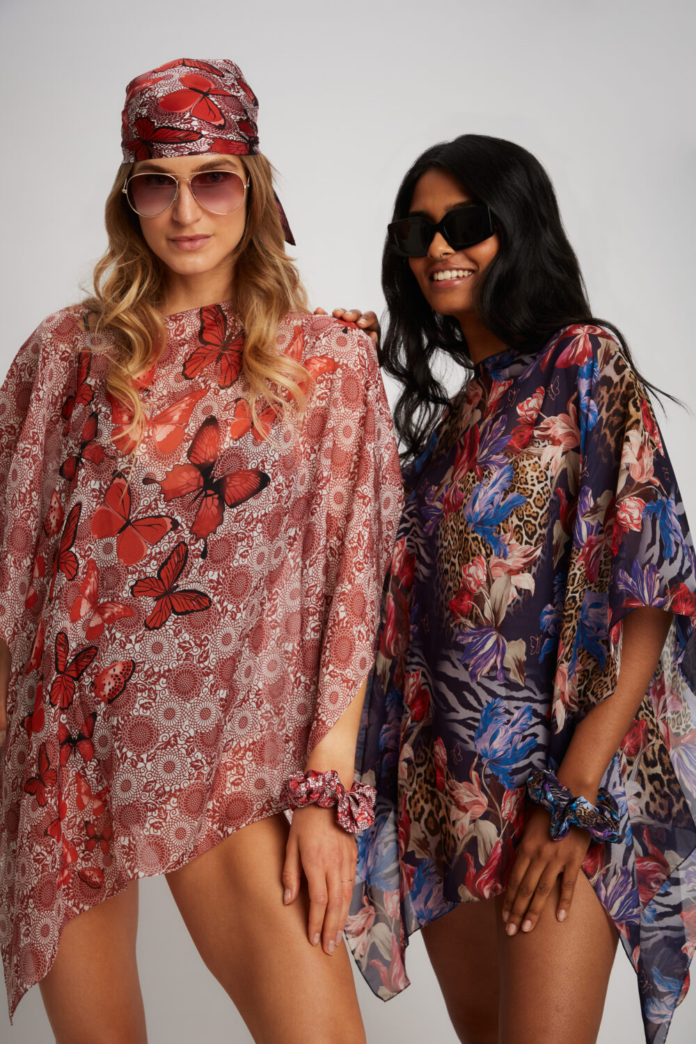 Poncho Chiffon Leopard Rosa 100% Seta - immagine 4