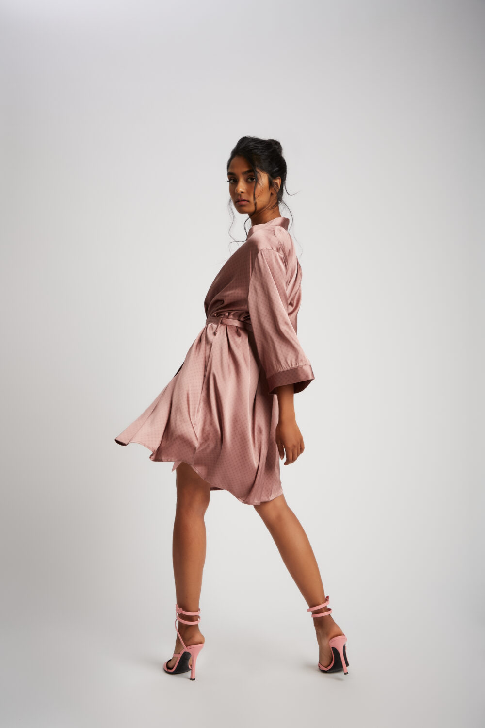Kimono Corto All Over Cipria Seta
