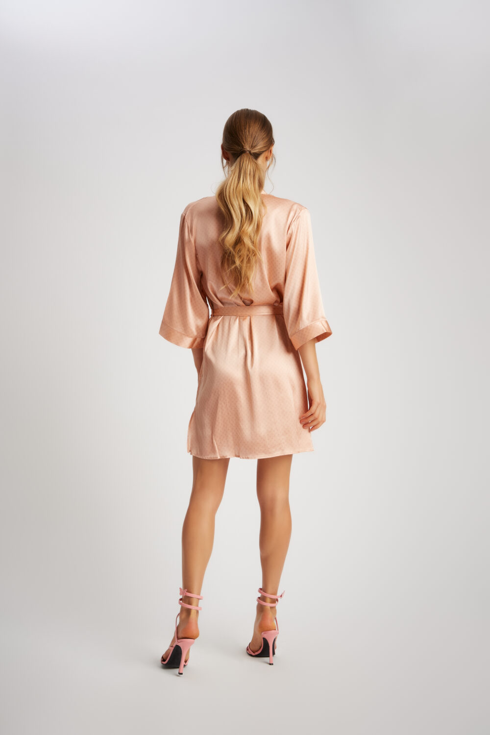 Kimono Corto All Over Rosa Seta - immagine 4